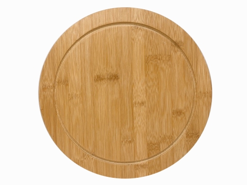 Round bamboo cutting board with groove